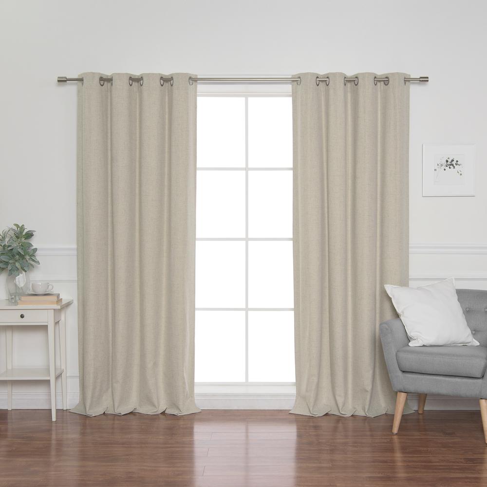 Best Home Fashion Linen Look 52 in. W x 84 in. L Grommet Curtains in ...