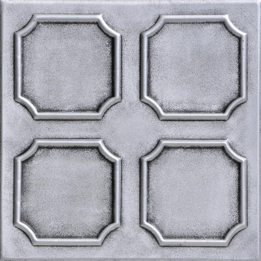 A La Maison Ceilings Bostonian 1 6 Ft X 1 6 Ft Foam Glue Up Ceiling Tile In Antique Silver