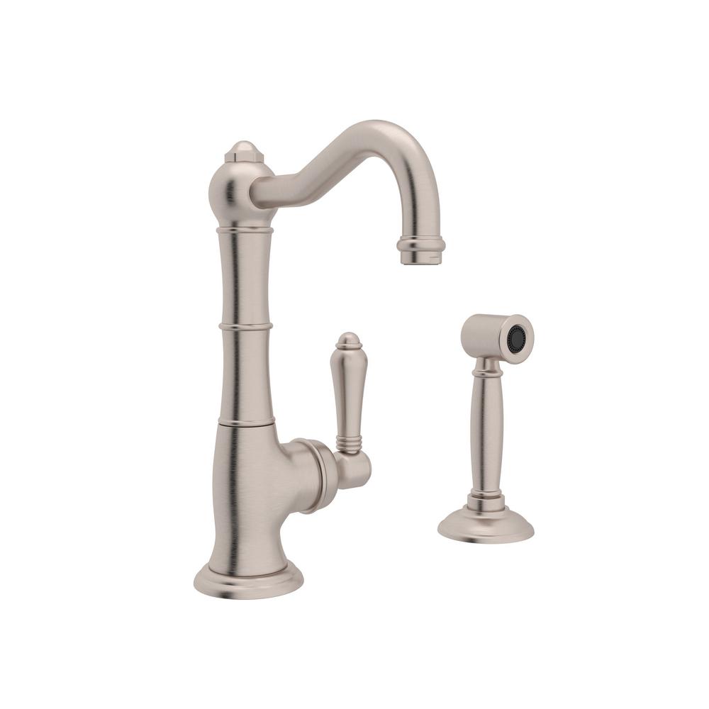 Rohl Country Single Handle Standard Kitchen Faucet With Side Sprayer In Satin Nickel A3650lmwsstn 2 The Home Depot