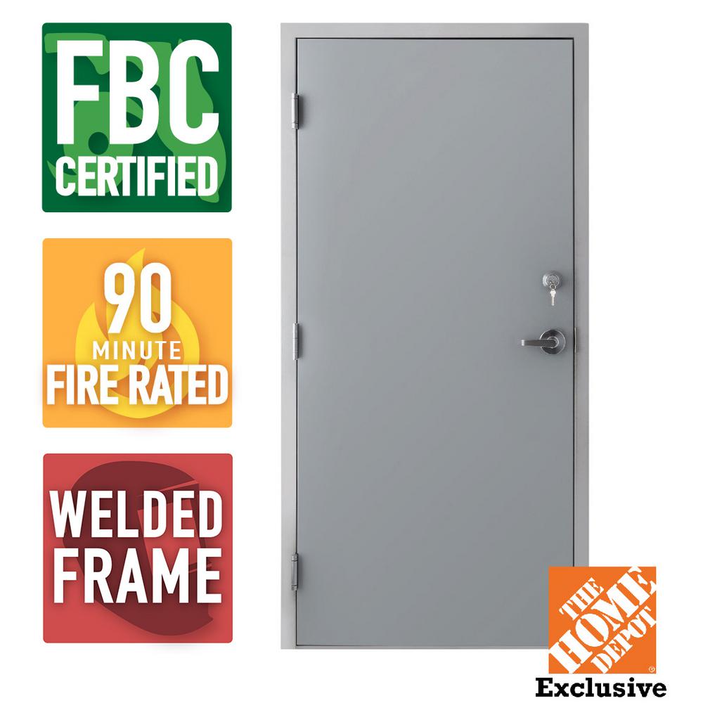 Armor Door 36 in. x 80 in. RightHand/Outswing Gray Steel Mill Primed