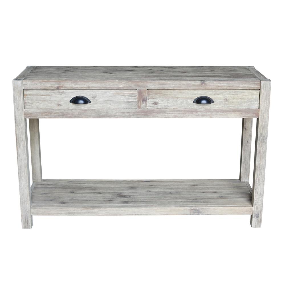 International Concepts Wirebrushed Sandy Gray Acacia Wood Console International Concepts Wirebrushed Sandy Gray Acacia Wood Console Table