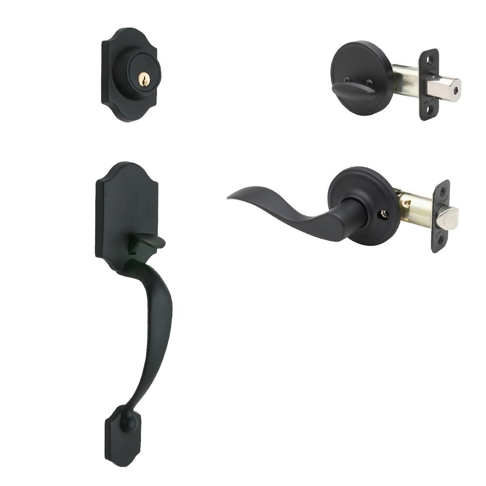 Copper Creek Mid Century Modern Black Door Handleset With