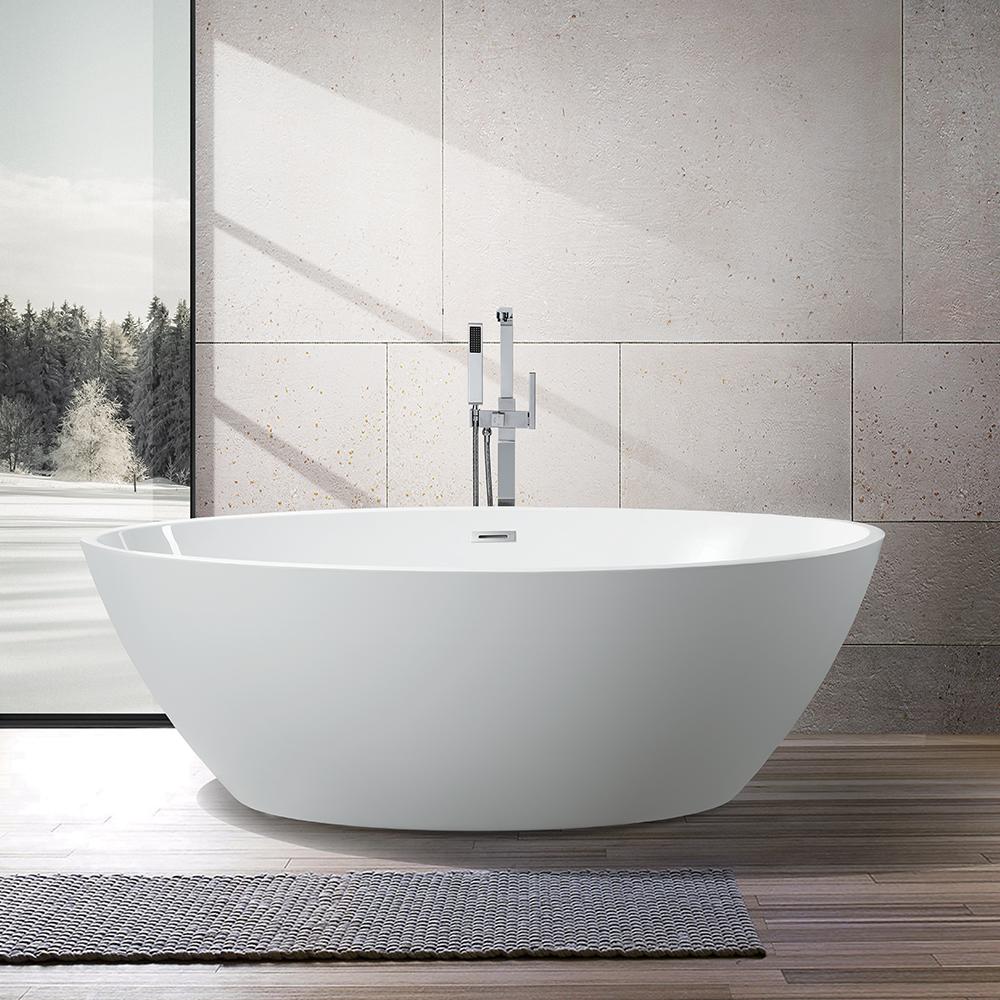 Vanity Art Amiens 69 in. Acrylic Flatbottom Freestanding Bathtub in ...