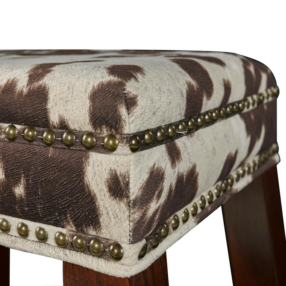 Linon Home Decor Will 30 In Brown Cow Print And Walnut Bar Stool