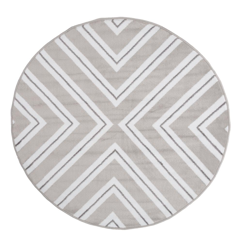 Lavish Home Kaleidoscope Grey and White 5 ft. x 5 ft. Round Area Rug62