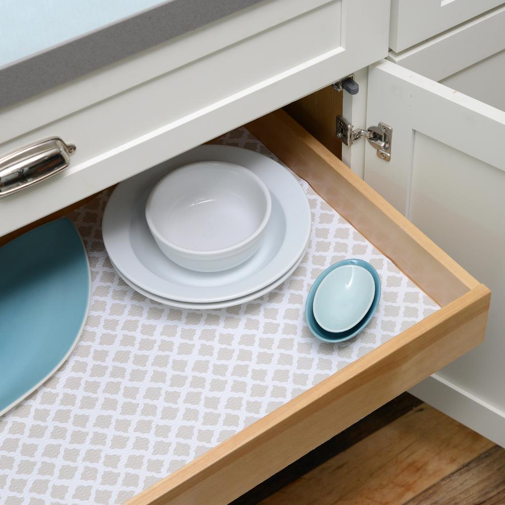 Con Tact Grip Prints Pale Gray Talisman Shelf And Drawer Liner Set Of 6 05f C6pr0 06 The Home Depot Con Tact Grip Prints Pale Gray Talisman, Kitchen Cabinet Shelf Liner Home Depot