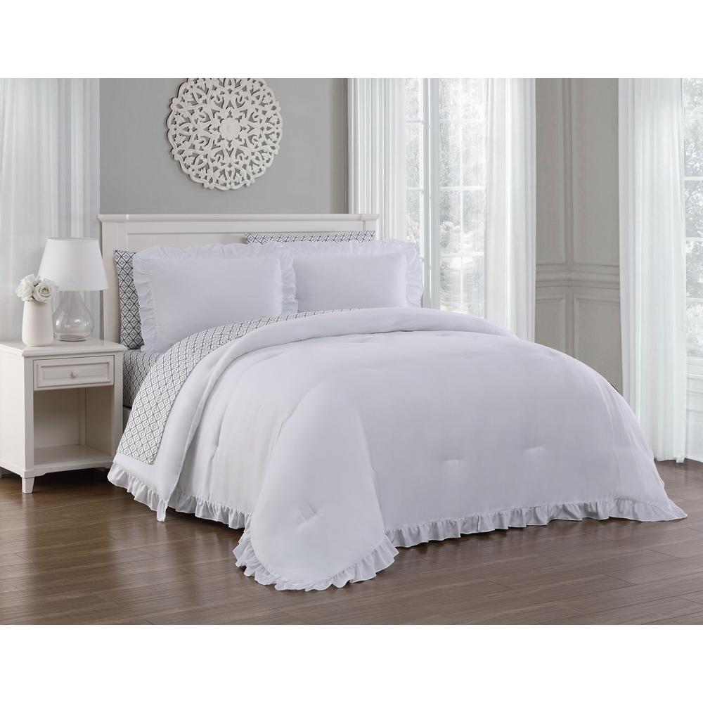 Melody 7 Piece White Queen Bed In A Bag Set Mld7bbquenghwh The