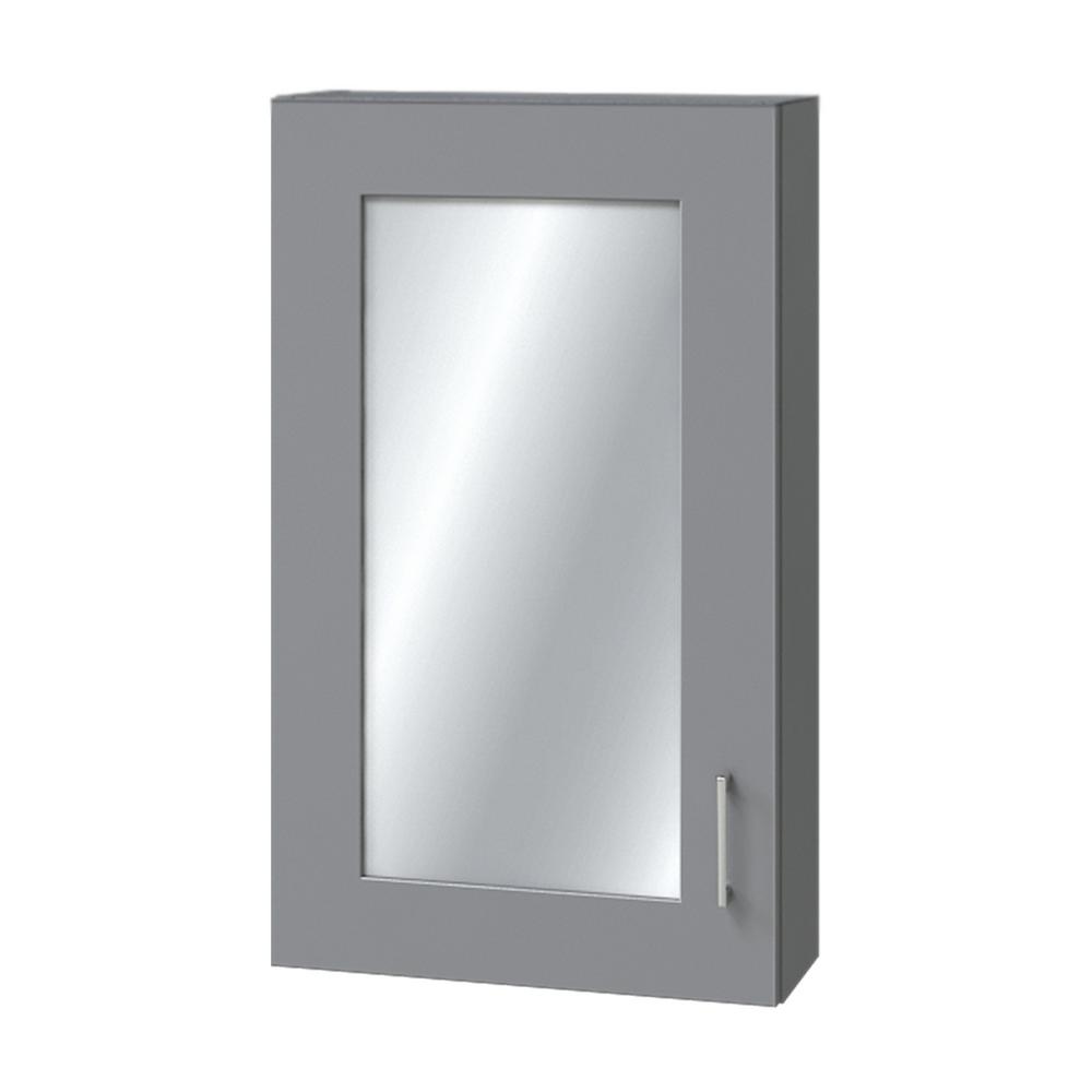 Home Decorators Collection Hawthorne 18 In W X 30 In H Surface Mount Medicine Cabinet With Framed Mirror In Twilight Gray 30676 The Home Depot