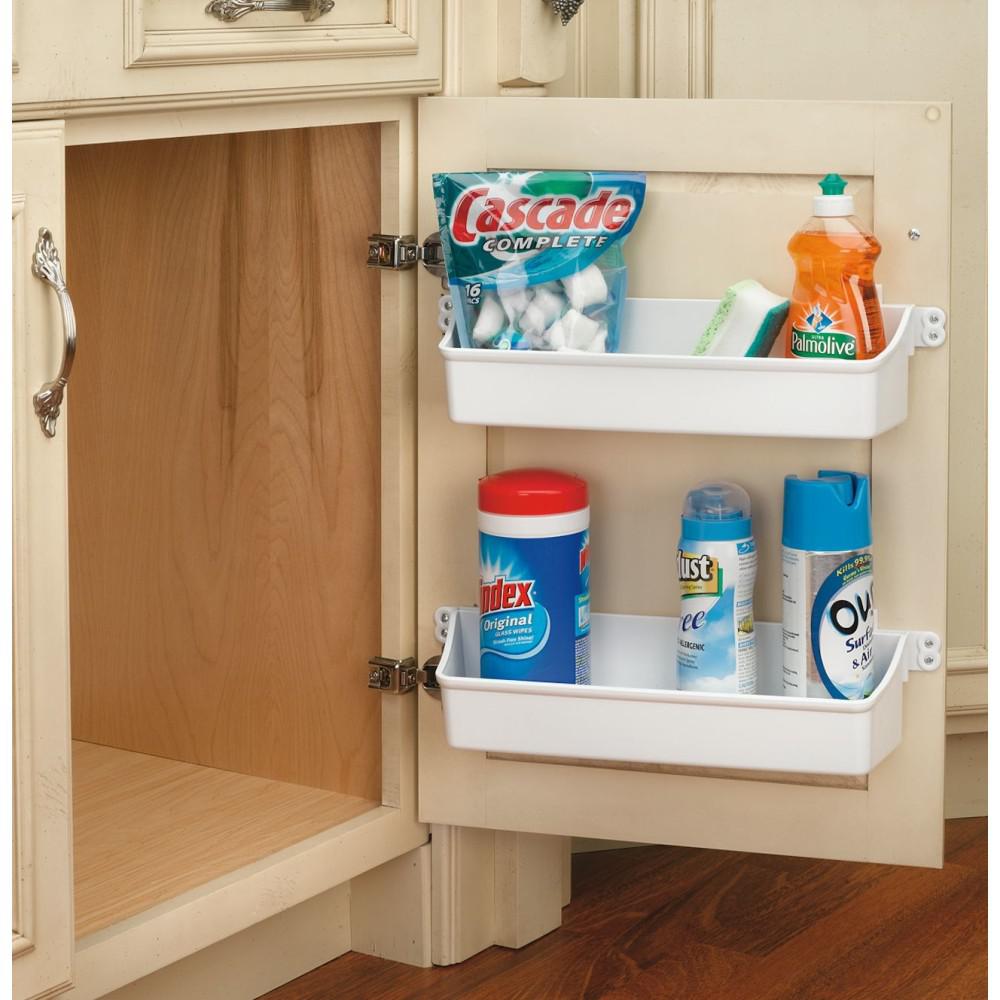 Rev A Shelf 3 56 In H X 13 75 In W X 4 25 In D White Cabinet Door Mount 2 Shelf Storage Bin 6232 14 11 52 The Home Depot