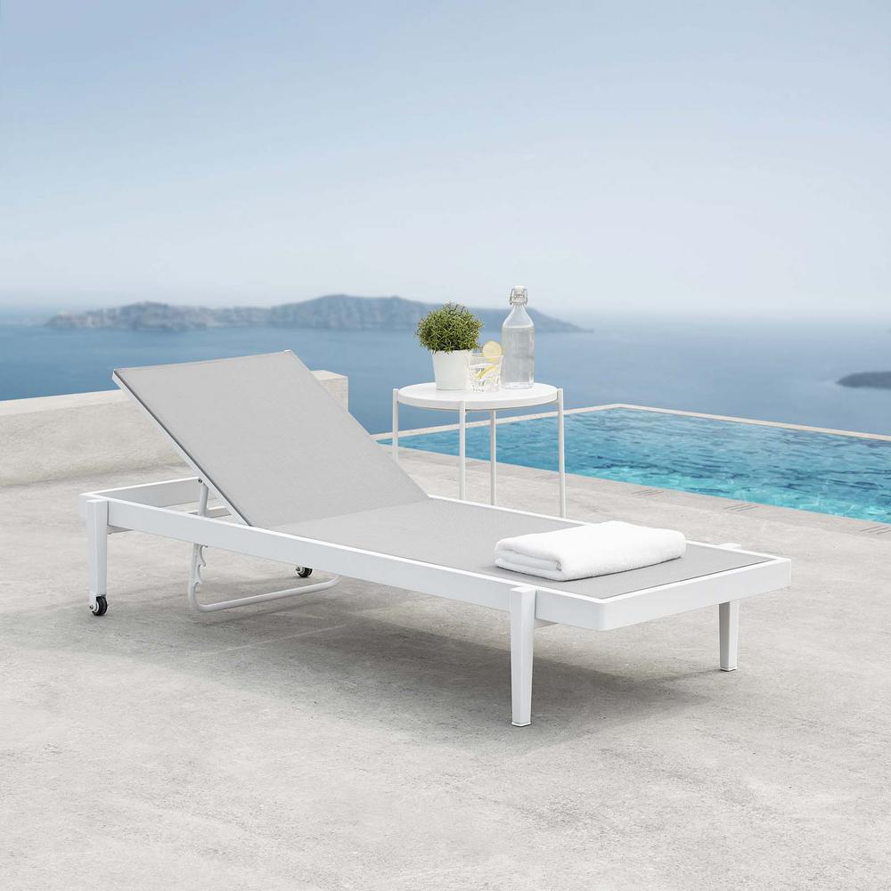 Modway Charleston Aluminum Outdoor Chaise Lounge Chair In White