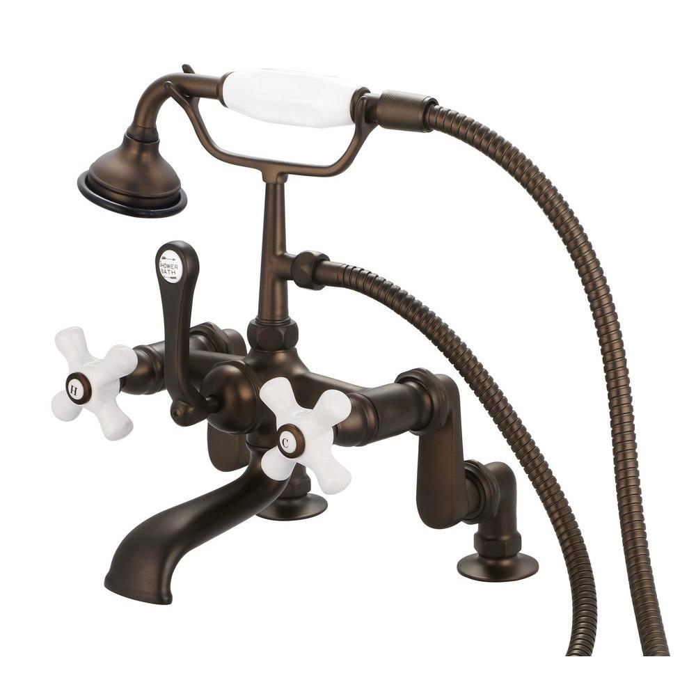 Water Creation 3 Handle Vintage Claw Foot Tub Faucet With Hand