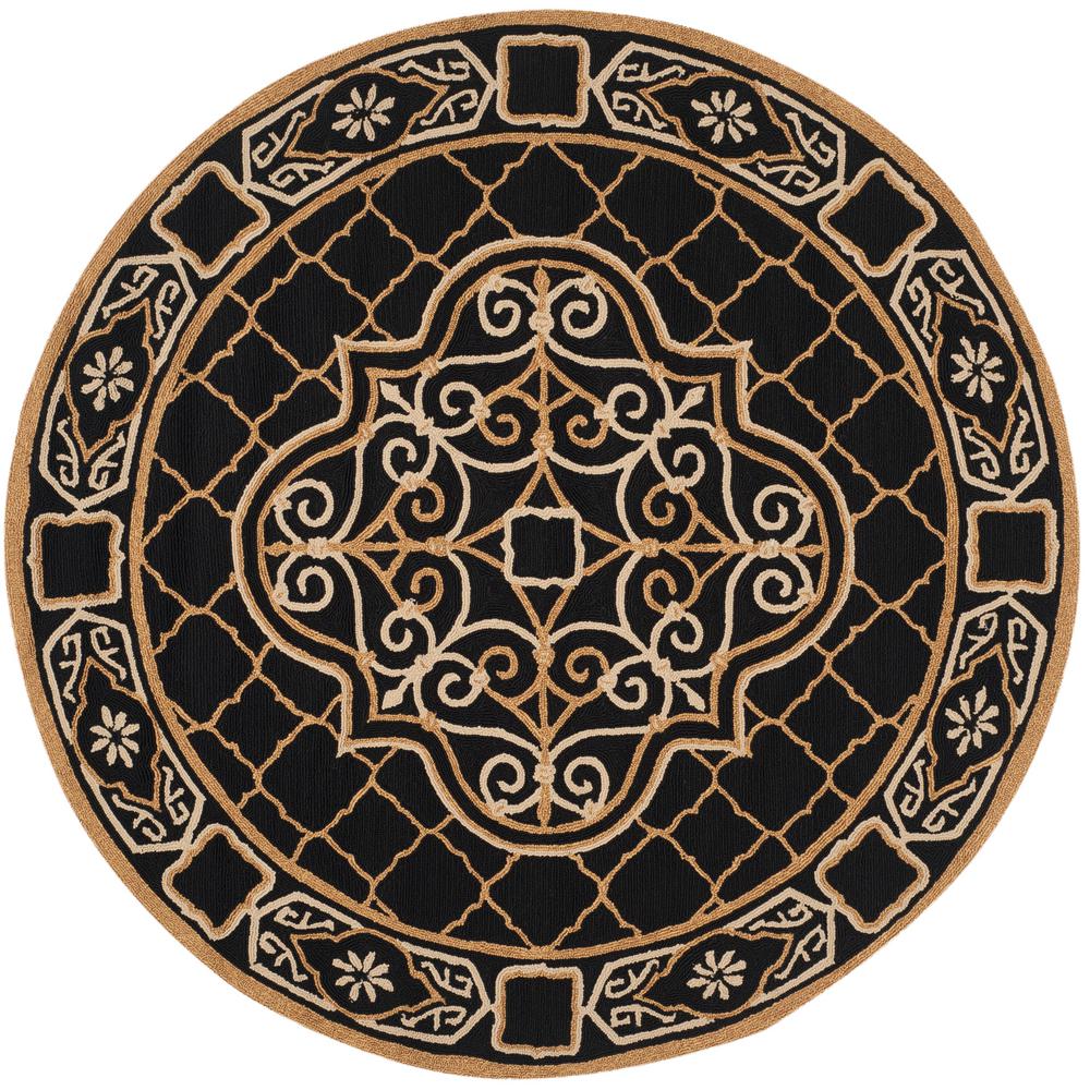 Safavieh Easy Care Black/Gold 8 ft. x 8 ft. Round Area RugEZC729D8R