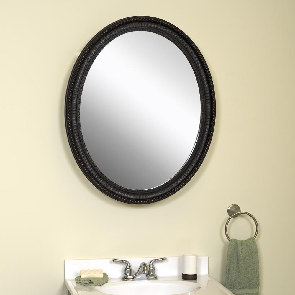 Zenna Home 25 In W X 32 In H Zenith Oval Mirror Surface Mount Medicine Cabinet In Oil Rubbed Bronze Bmv2532bb The Home Depot