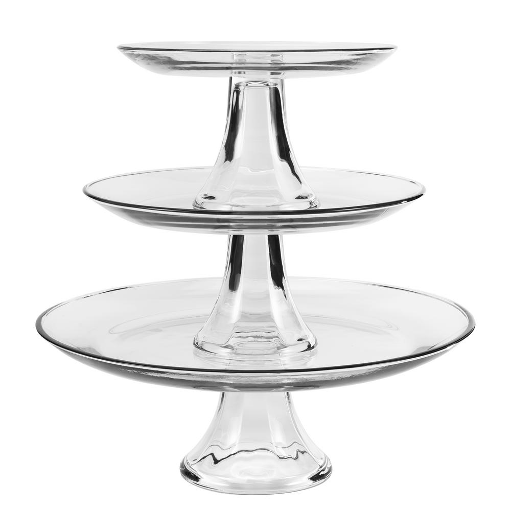 Platter Set 3 Tier Hocking Tiered Pedestal Serving Plate Dessert Glass Holder Ebay