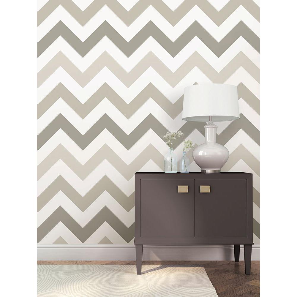 NuWallpaper Taupe Zig Zag Peel and Stick Wallpaper SampleNU1416SAM