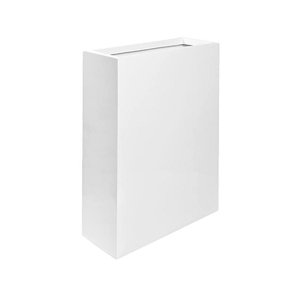 Vasesource 32 in. x 10 in. x 24 in. Shiny White Fiberstone Planter