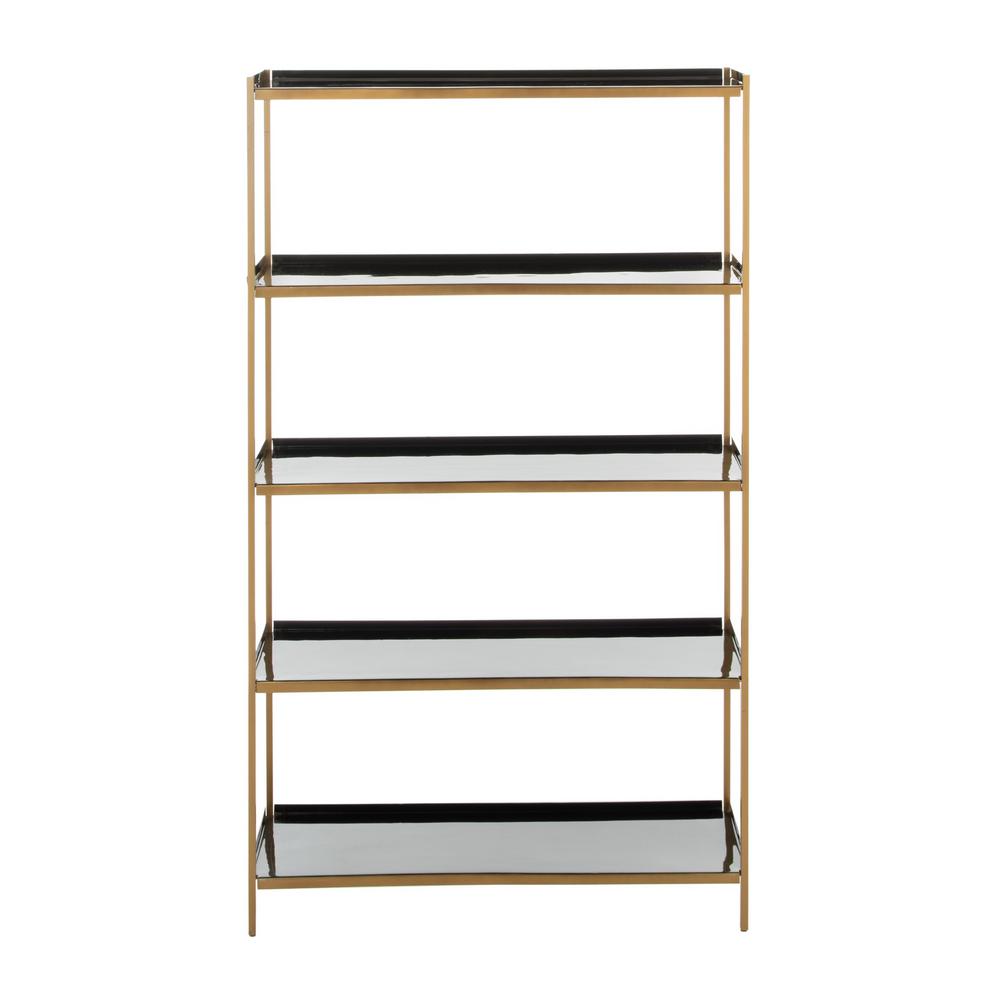 Modern black and brass shelves or etagere