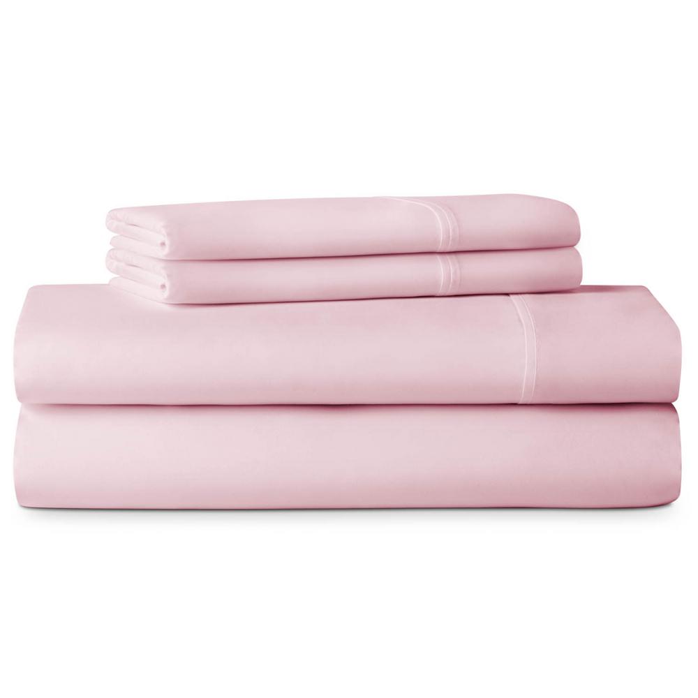 Lucid 4 Piece Brushed Microfiber Pink Cal King Sheet Set Lu90ckbhms