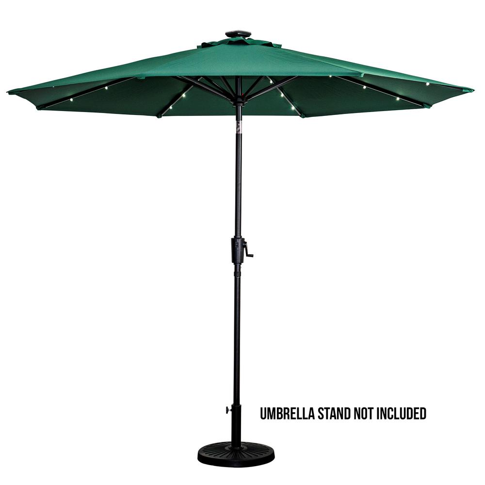 Sun Ray Sun Ray 9 Ft Market Solar Tilt Round Patio Umbrella In Hunter Green 841021 The Home Depot