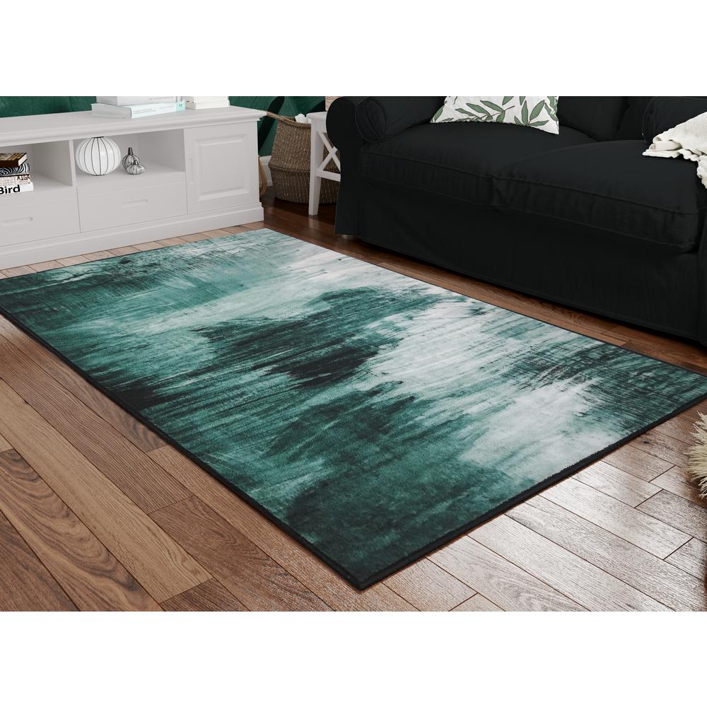 Deerlux 8 Ft X 10 Ft Large Modern Living Room With Nonslip Backing Abstract Teal Pattern Area Rug Qi003754 L The Home Depot