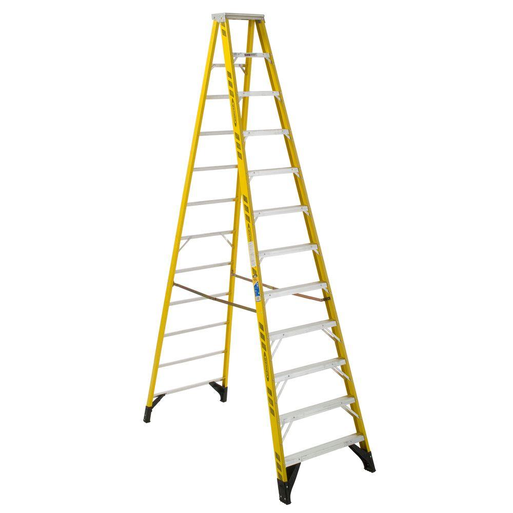 WERNER 12 ft. Fiberglass Step Ladder with 300 lb. Load Capacity Type IA