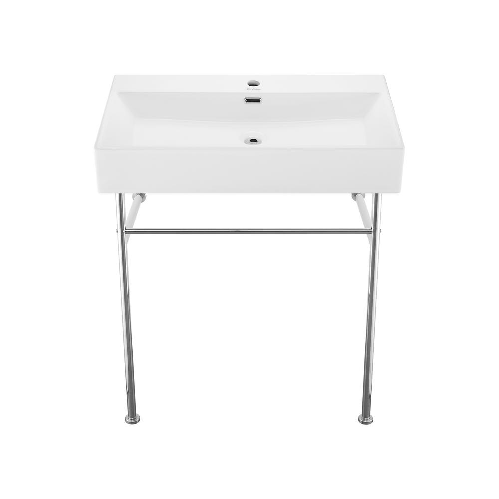 Swiss Madison Claire 30 in. Ceramic White Console Sink Basin Chrome ...