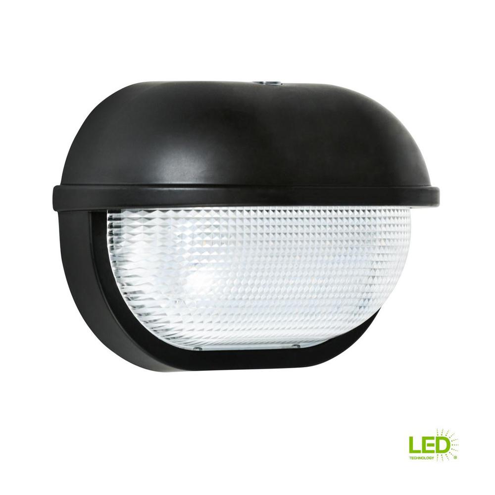 Yes Water Resistant Black Outdoor Security Lighting 35 Watt Black Dusk To Dawn Outdoor Integrated Led Oval Wall Pack Light