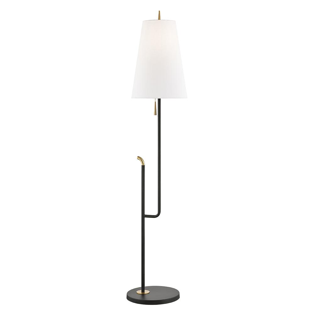 Lillian 60 5 In 1 Light Aged Br Black Floor Lamp With Off White Shade Hl349401 Agb Bk The Home Depot Black Floor Lamp With Off White Shade
