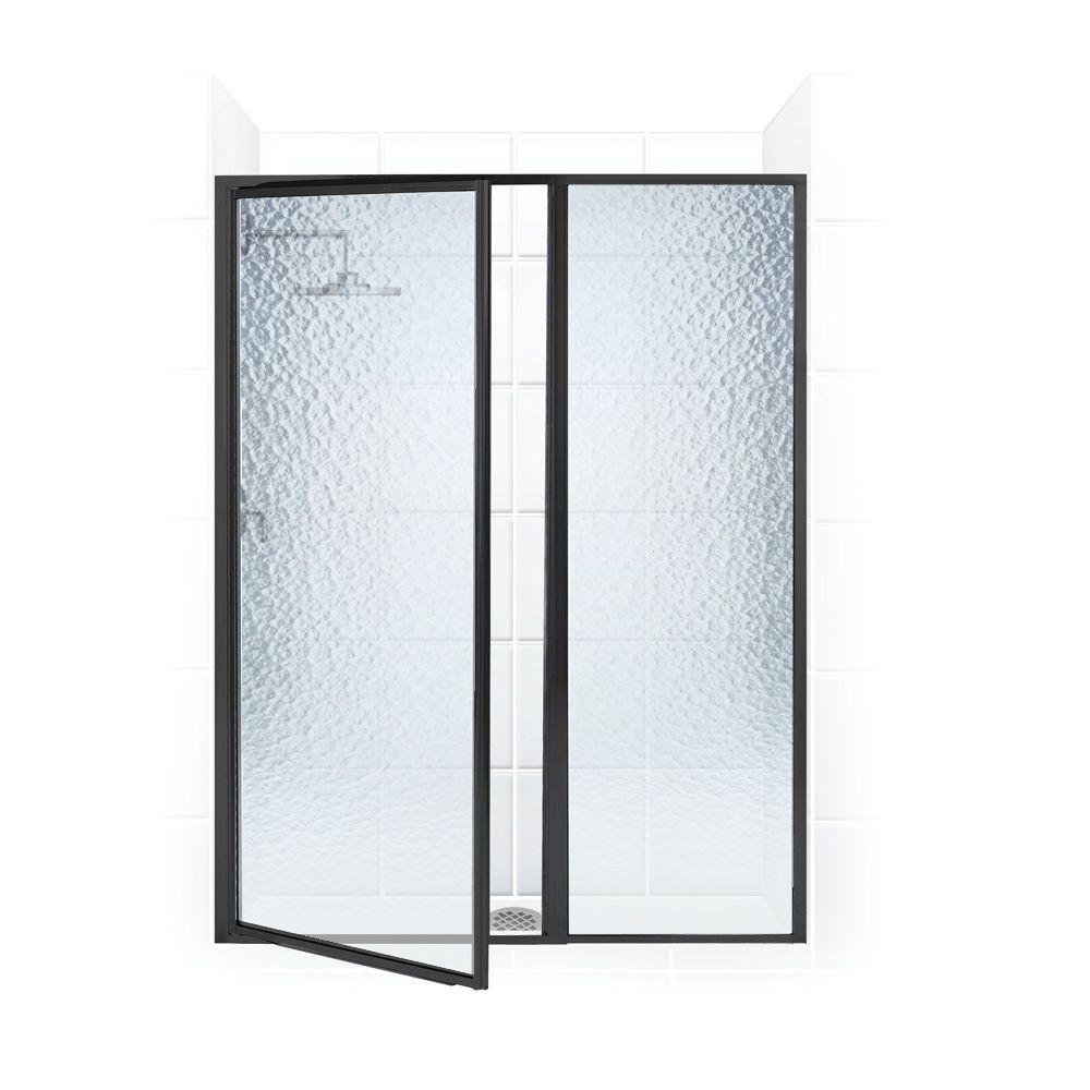 Coastal Shower Doors Legend Series 57 In X 66 Framed Hinged Framed Hinged Swing Shower Door With Inline Panel In Black Bronze Obscure Glass