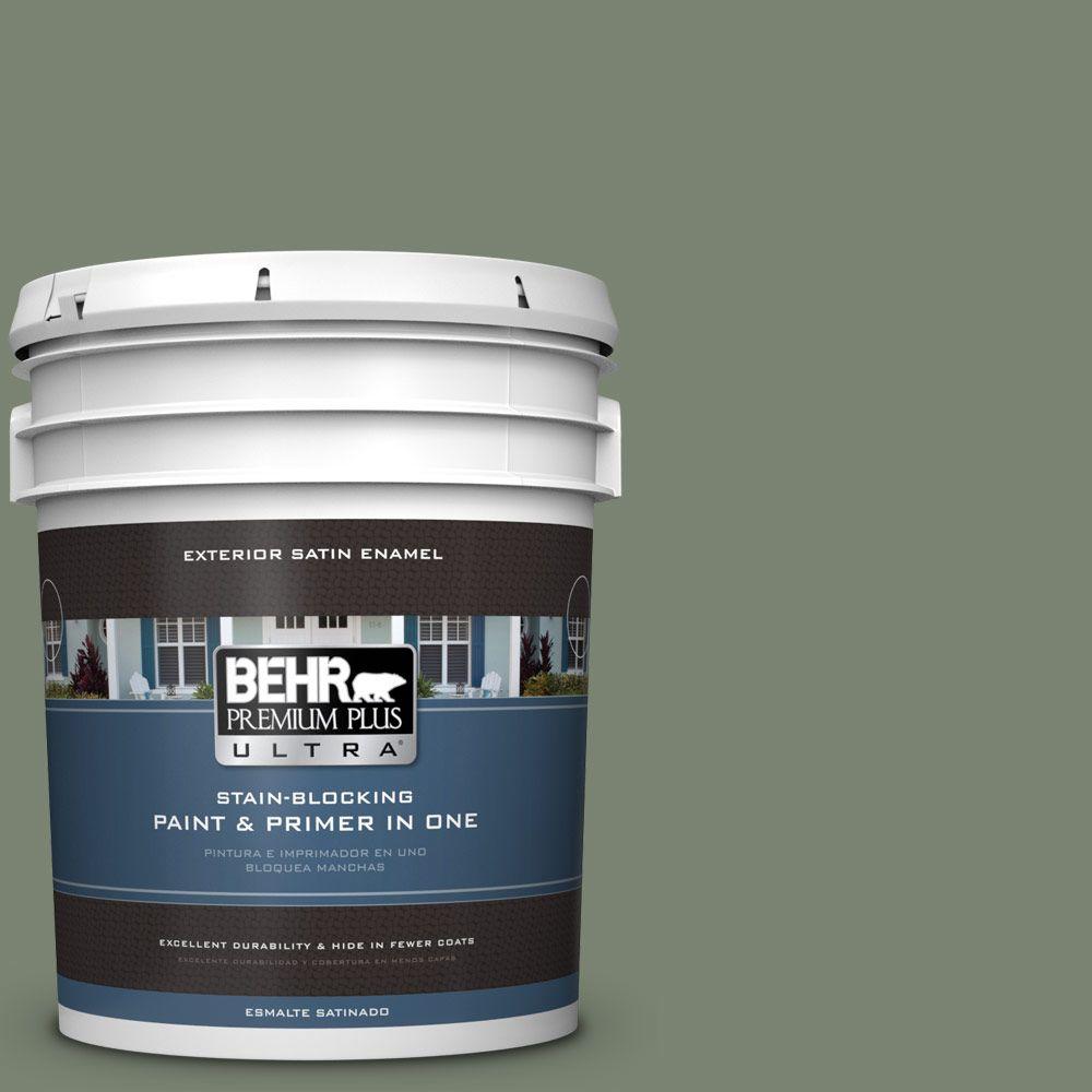 BEHR Premium Plus Ultra 5gal. ICC77 Sage Green Satin Enamel Exterior