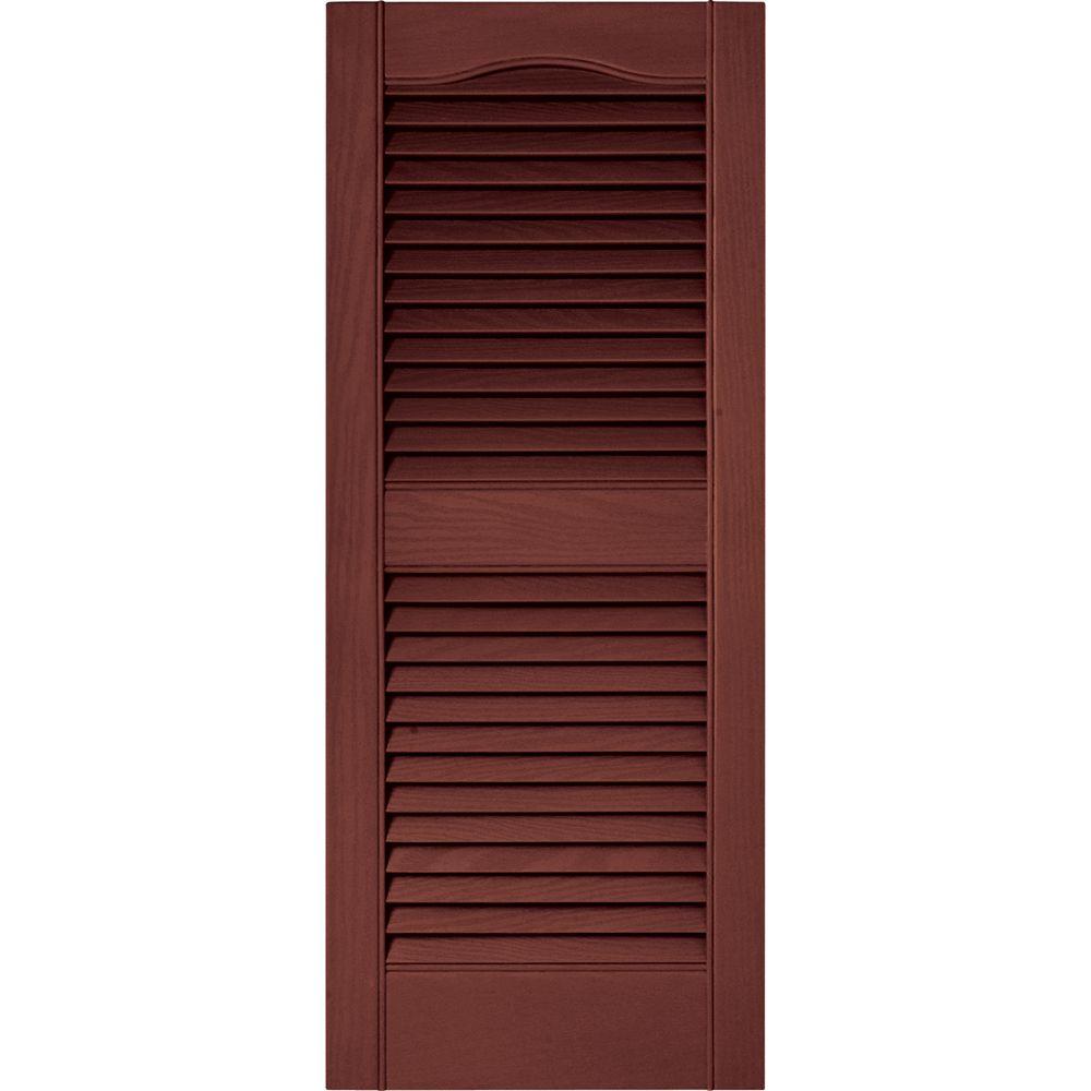 15 in. x 36 in. Louvered Vinyl Exterior Shutters Pair in