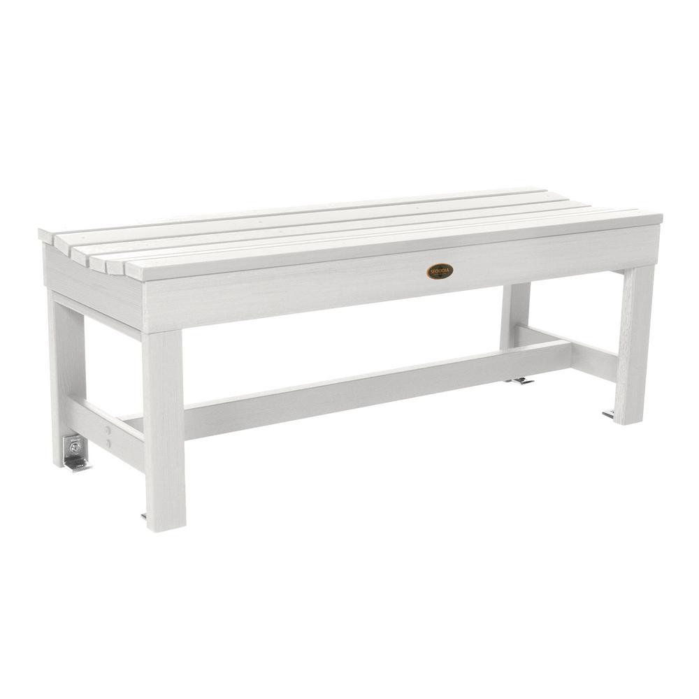 Highwood Weldon 46 in. 2-Person White Plastic Outdoor Bench-CM-BENSQ41 ...