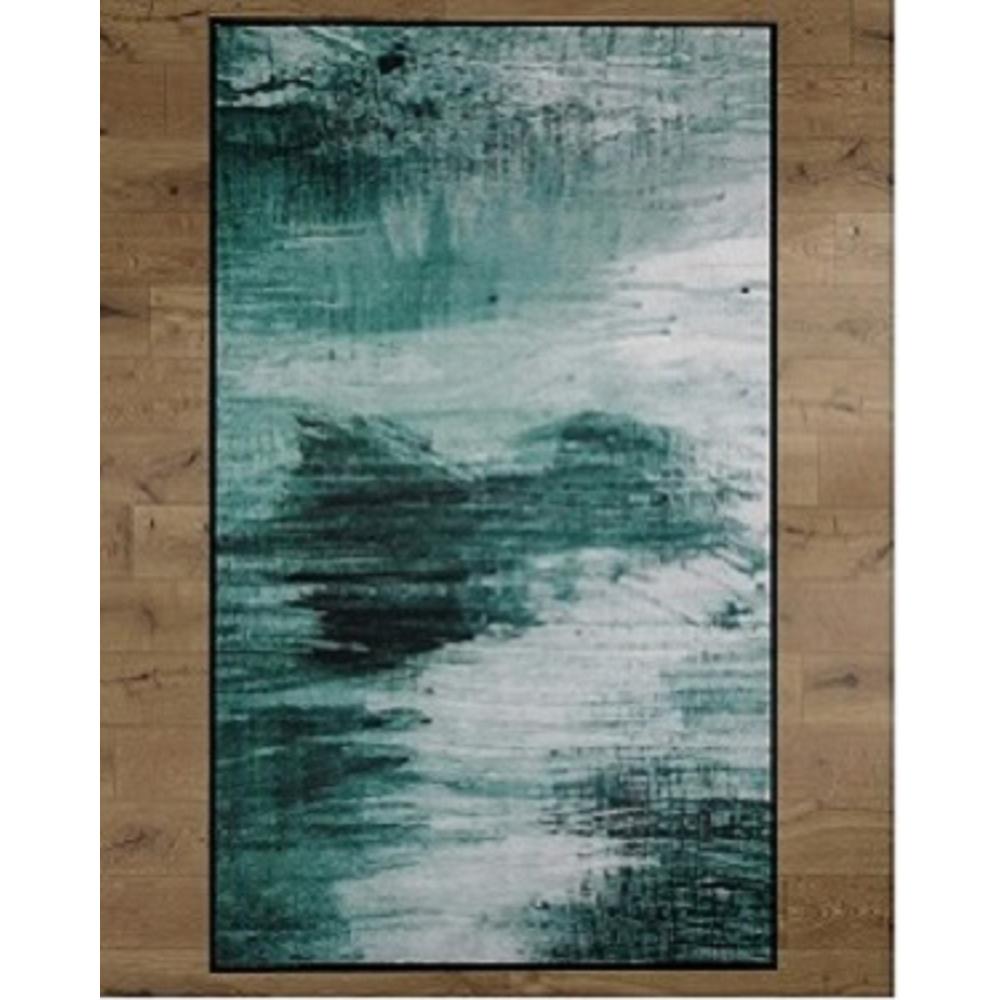 Deerlux Deerlux Modern Living Room Area Rug With Nonslip Backing Abstract Teal Pattern 8 X 10 Ft Large Qi003754 L The Home Depot