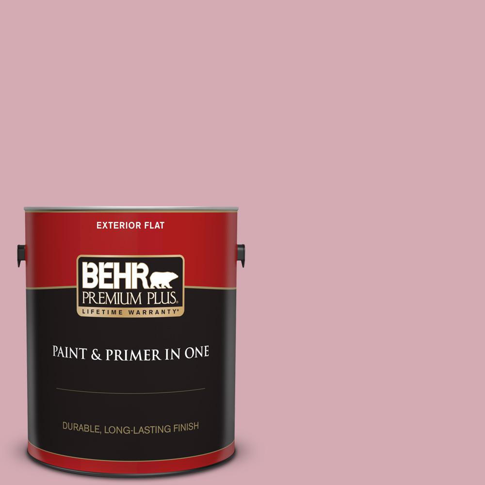 BEHR PREMIUM PLUS 1 gal. #S130-3 Ballet Rose Flat Exterior Paint and ...