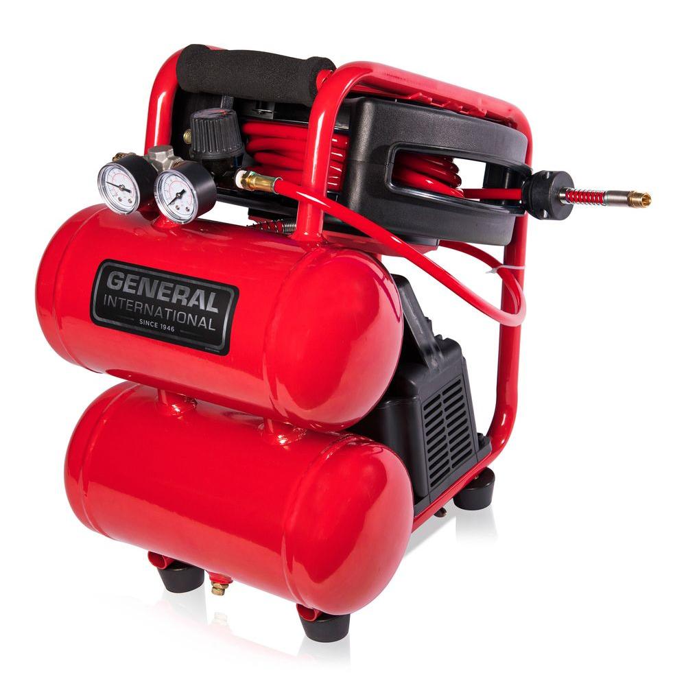General International 2 Gal. 1/3 HP Portable Electric Twin Stack Air Compressor... by General International