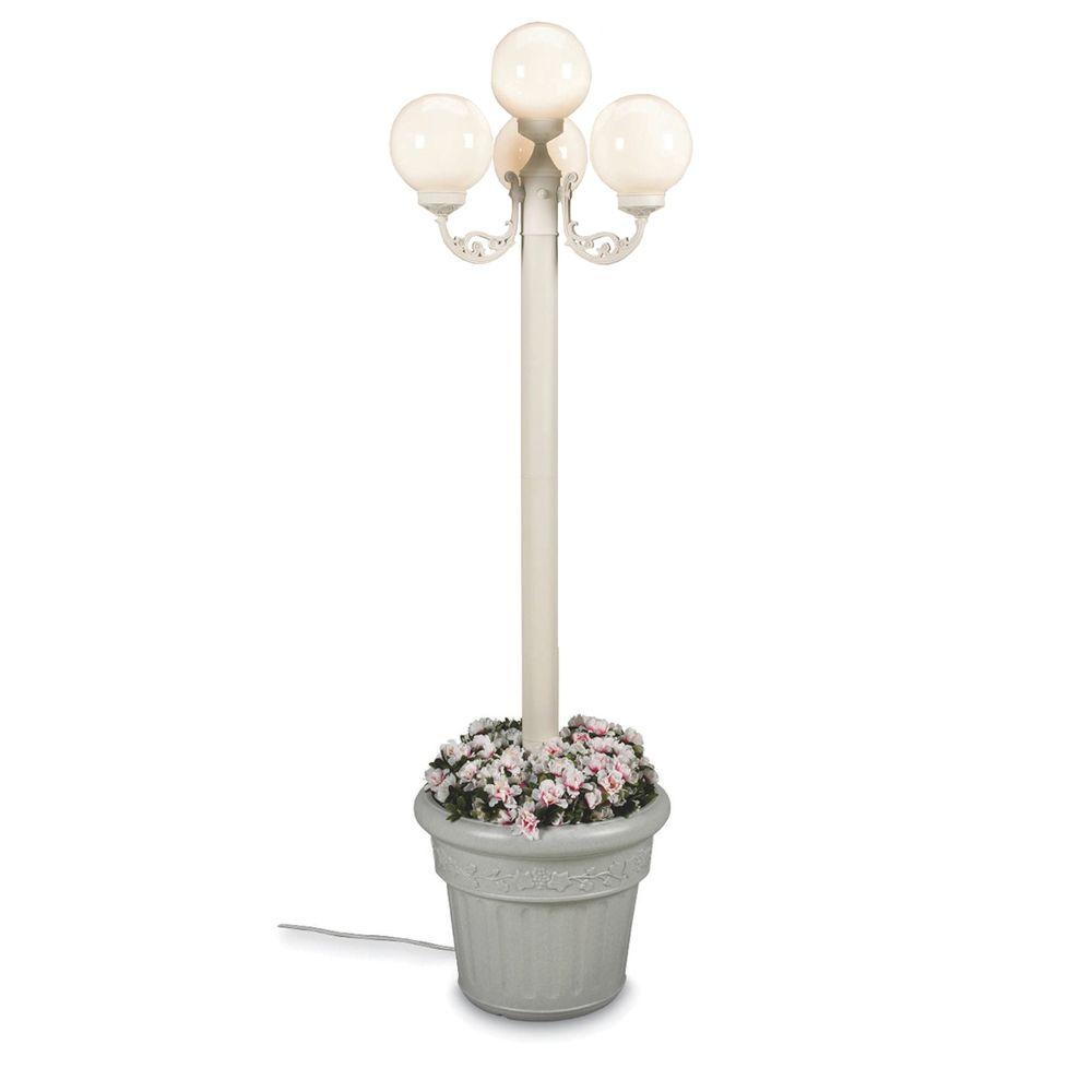Post And Lamp Sets White Waterproof Lighting Outdoor European Park Style Four White Globe Plug In Outdoor Lantern With Planter