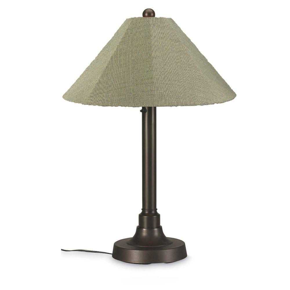 Patio Living Concepts San Juan 34 In Outdoor Bronze Table Lamp With Outdoor Bronze Table Lamp With Basil Linen Shade