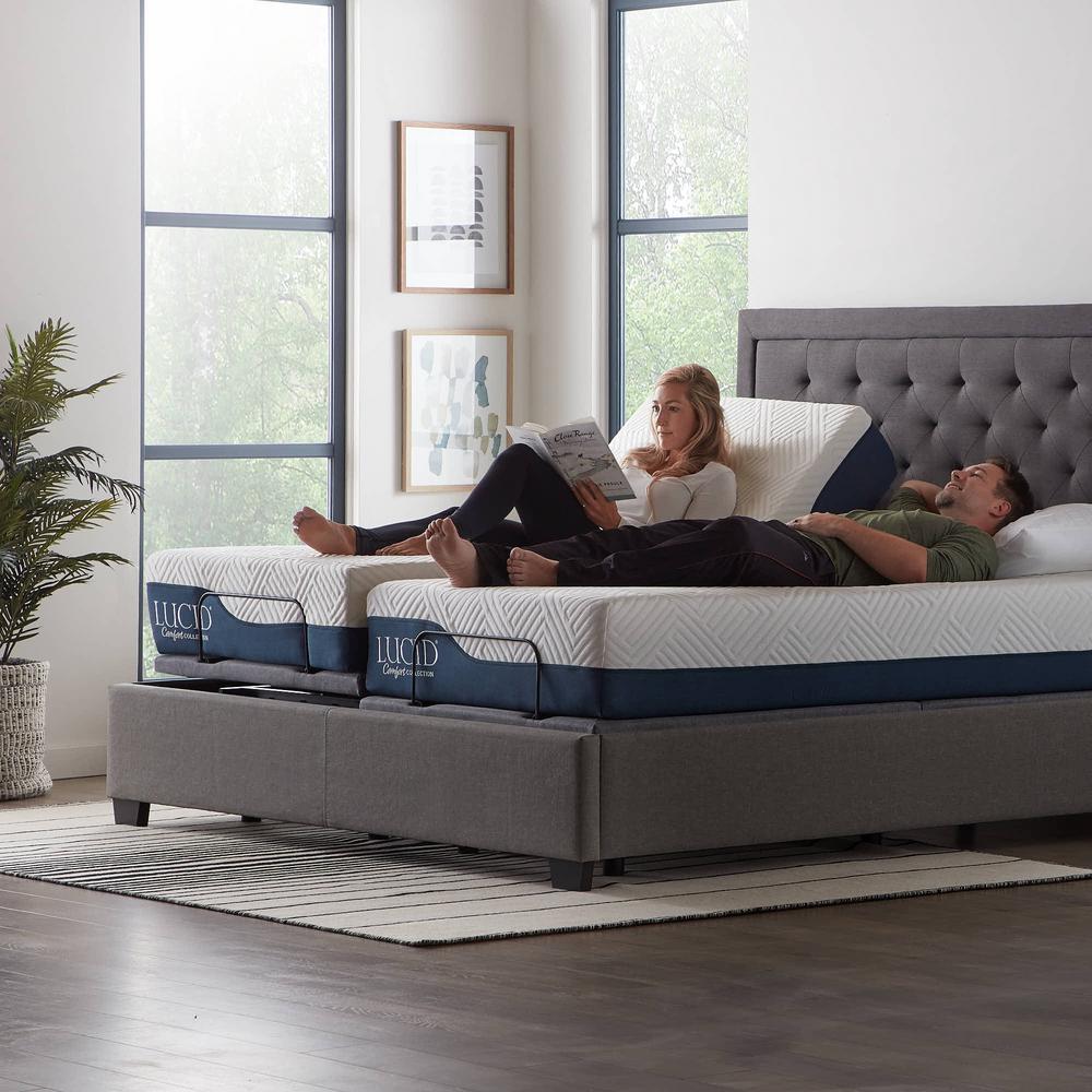 Lucid Comfort Collection Deluxe Split King Adjustable Bed Base 