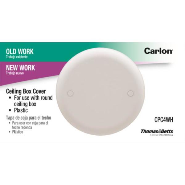 Carlon 4 In White Non Metallic Round, Ceiling Fan Hole Cover
