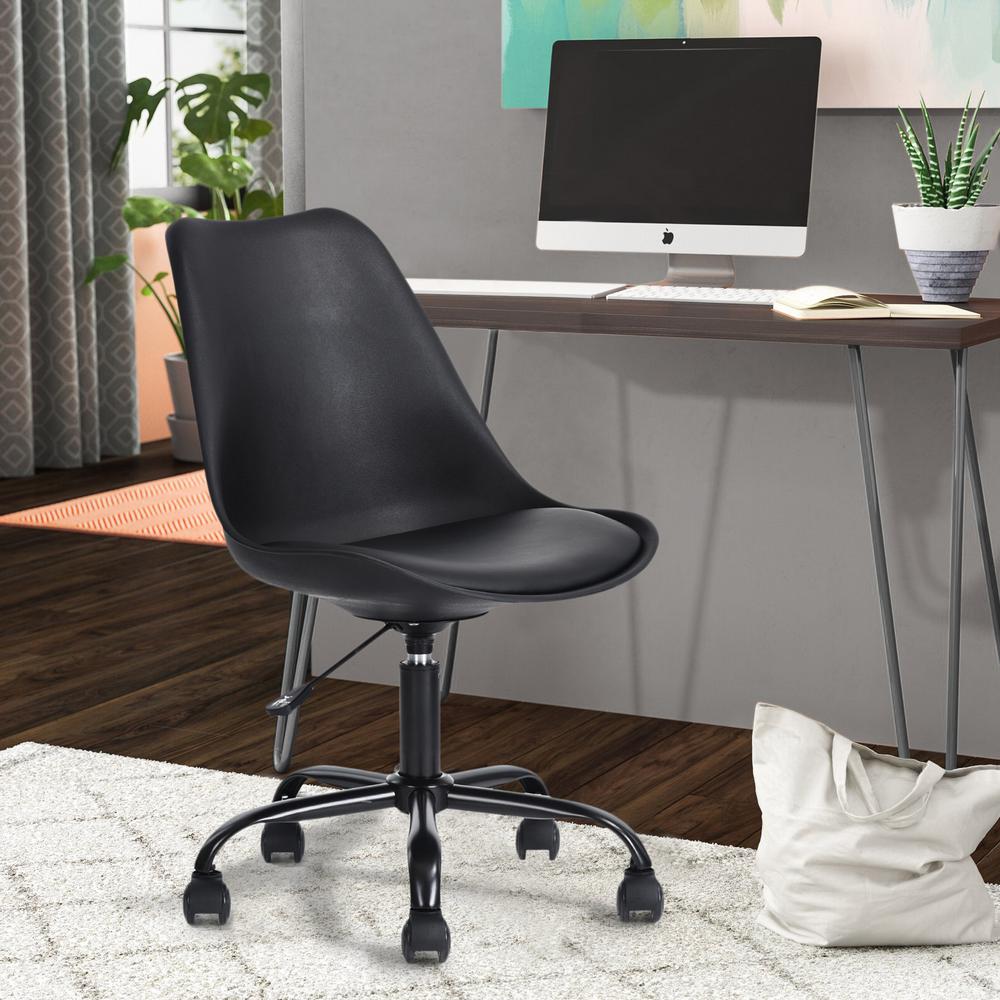 unbranded blokhus black pu cushion ergonomic office desk chairblokhus  black rf  the home depot