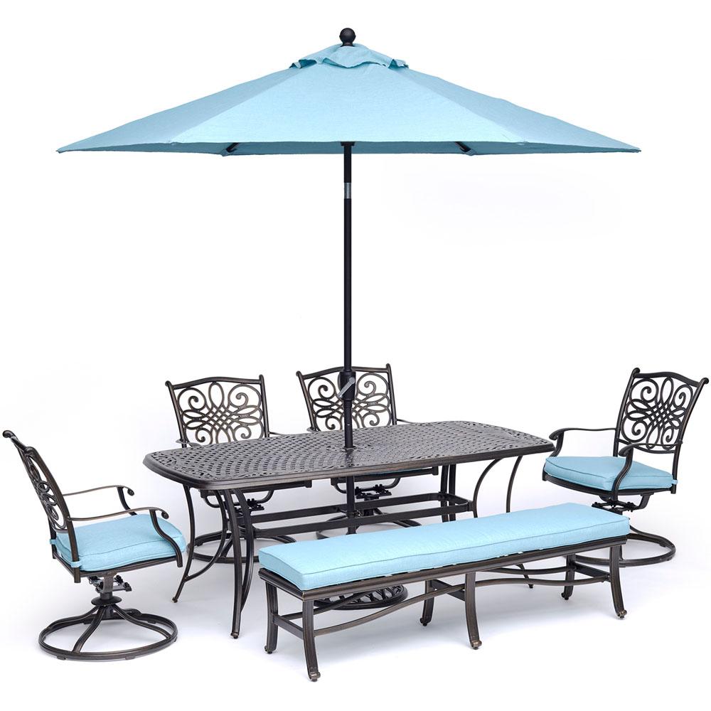 Hanover Traditions 6-Piece Aluminum Outdoor Dining Set with 4 Swivel