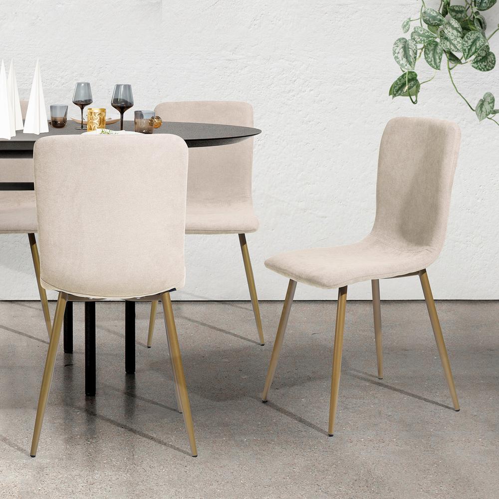 Scargill Beige Upholstered Textured Fabric Dining Chairs Set Of 4