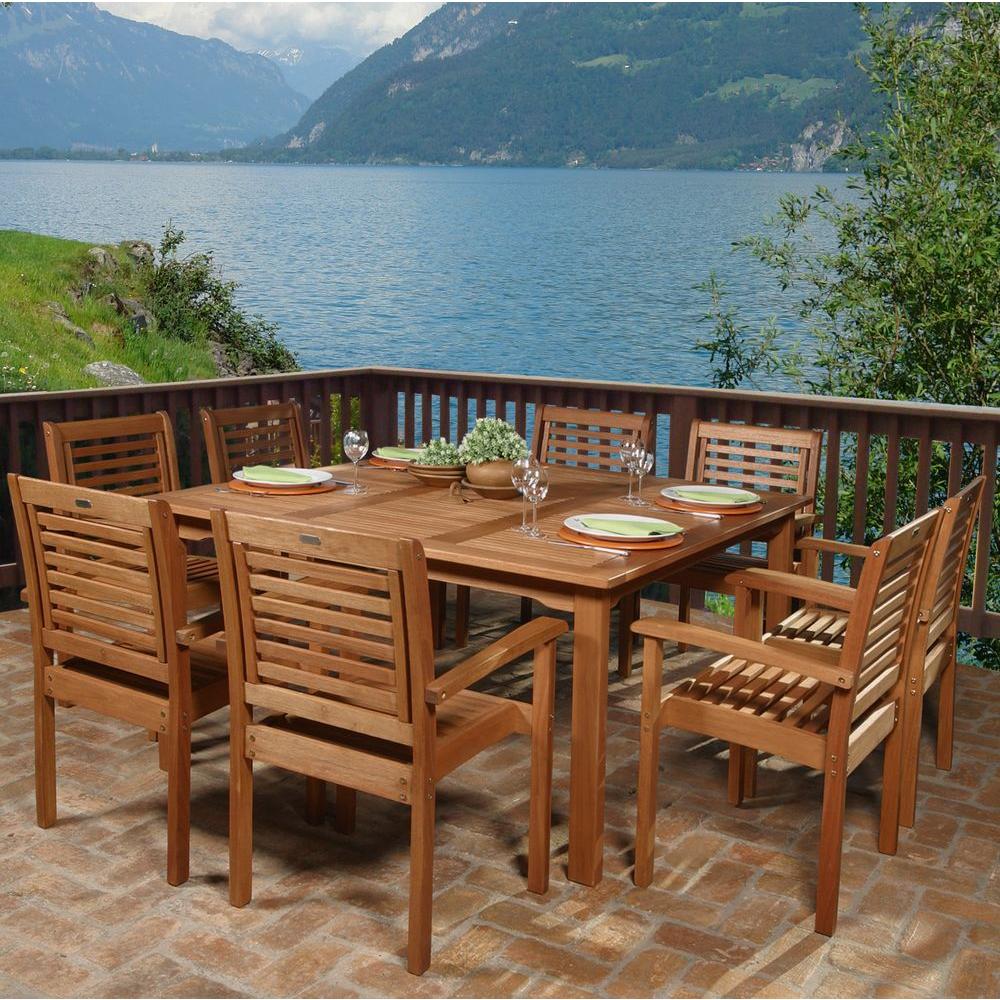 Amazonia Livorno 9-Piece Square Eucalyptus Wood Patio Dining Set-BT ...