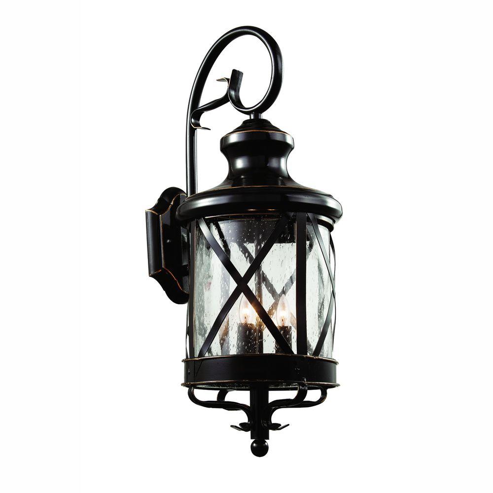 Bronze Cottage Outdoor Wall Mounted Lighting Carriage House 4 Light Outdoor Oiled Bronze Coach Lantern With Seeded Glass