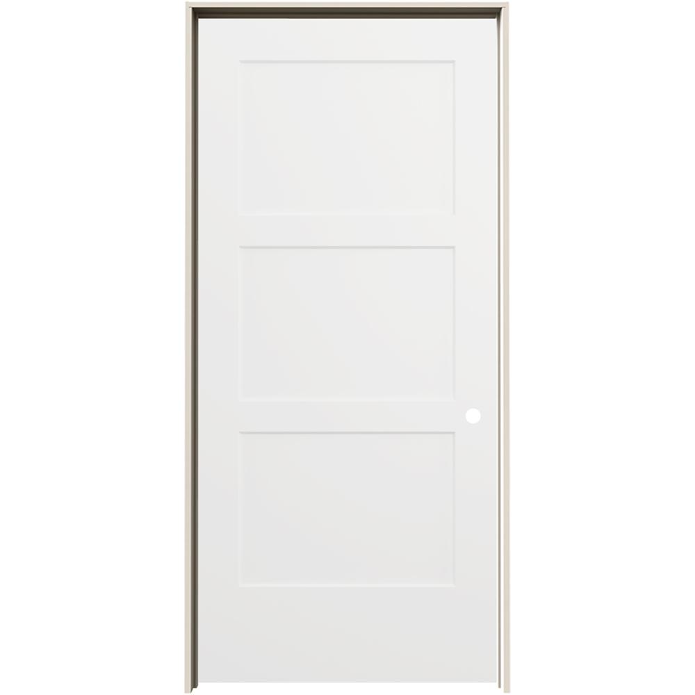 Jeld Wen 36 In X 80 In Birkdale White Paint Left Hand Smooth Solid Core Molded Composite Single Prehung Interior Door