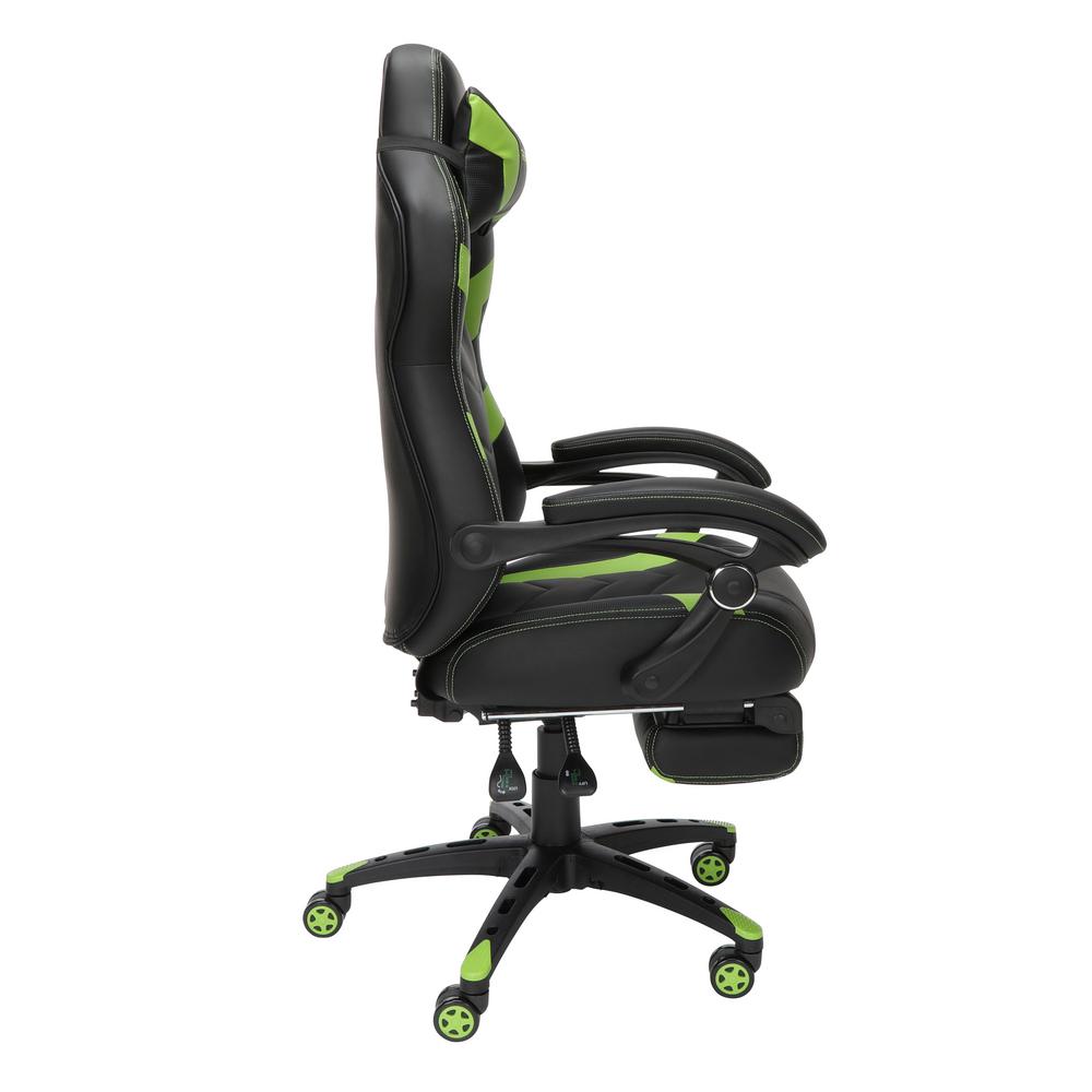 Respawn 110 Pro Green Racing Style Gaming Chair Reclining Ergonomic Chair With Built In Footrest Rsp 110v2 Grn The Home Depot