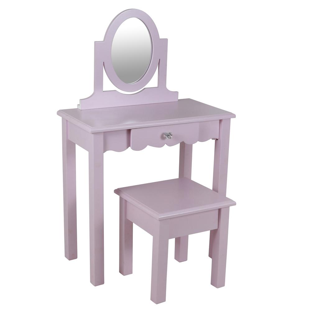 Makeup Vanities Bedroom Furniture The Home Depot Vivian 2 Piece Pink Vanity Set