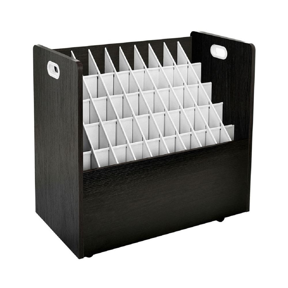 AdirOffice Black Mobile Wood Roll File Storage Organizer