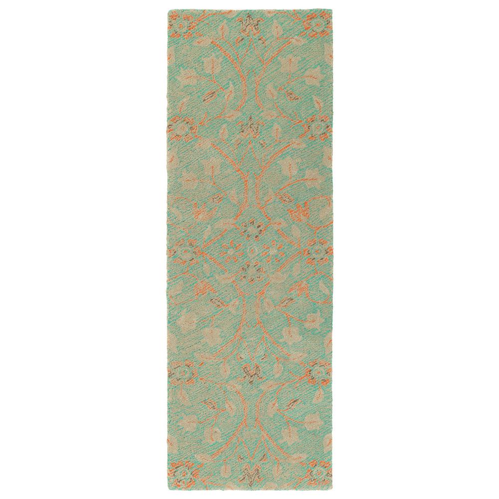 Kaleen Weathered Turquoise 3 ft. x 10 ft. Indoor/Outdoor Runner Rug