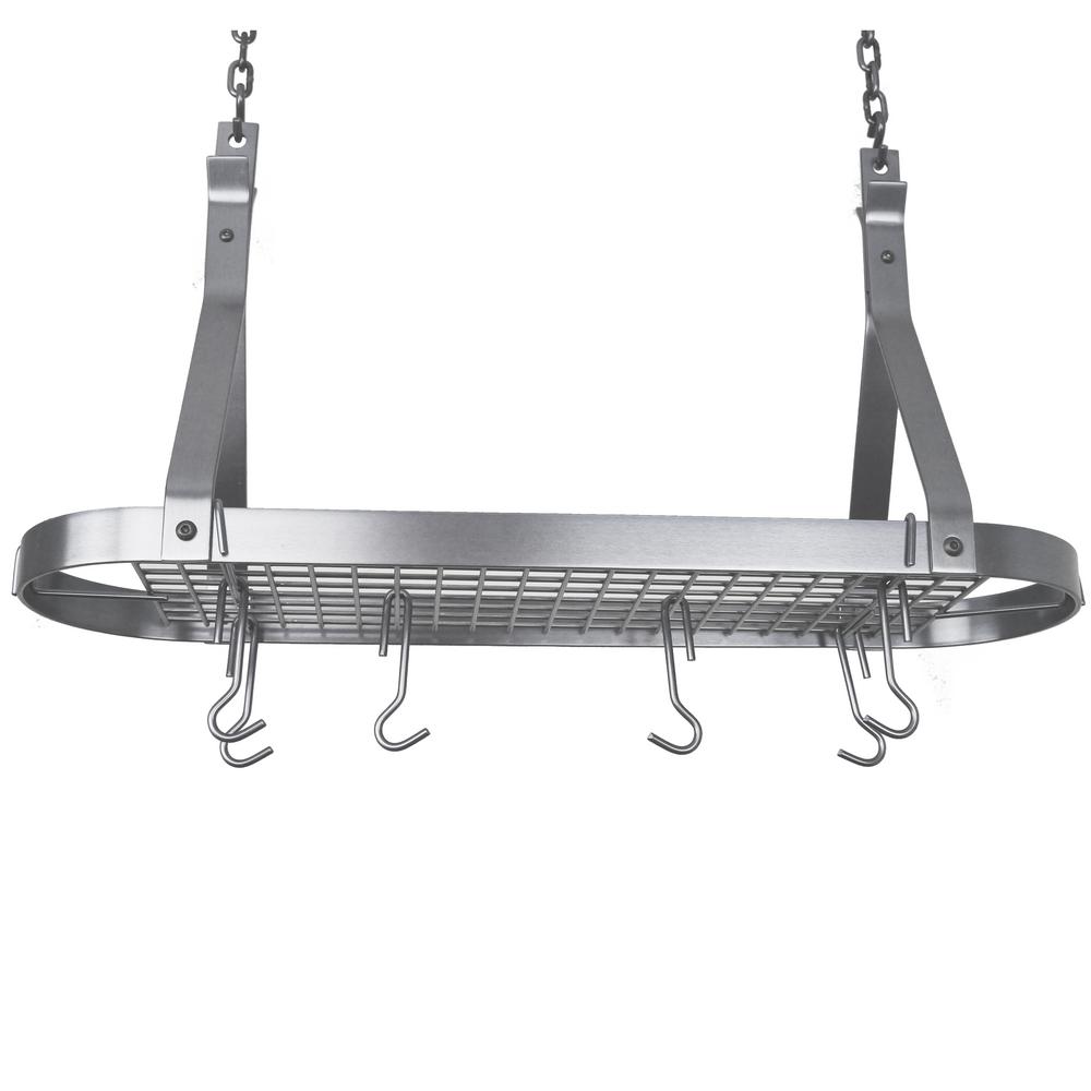 Classic Series Petite Oval Ceiling Rack W 12 Hooks Stainless Steel